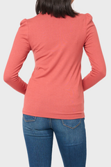 Essential Turtleneck Soft Sweater Knit Top With Puff Sleeve