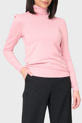 Essential Turtleneck Soft Sweater Knit Top With Puff Sleeve