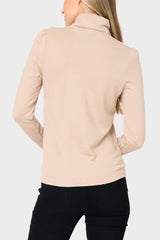 Essential Turtleneck Soft Sweater Knit Top With Puff Sleeve