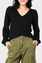 V-Neck Blouson Sleeve Sweater