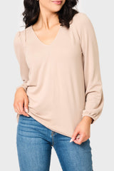 V-Neck Blouson Sleeve Sweater