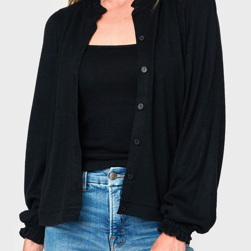 Feminine Mock Neck Luxe Cardigan