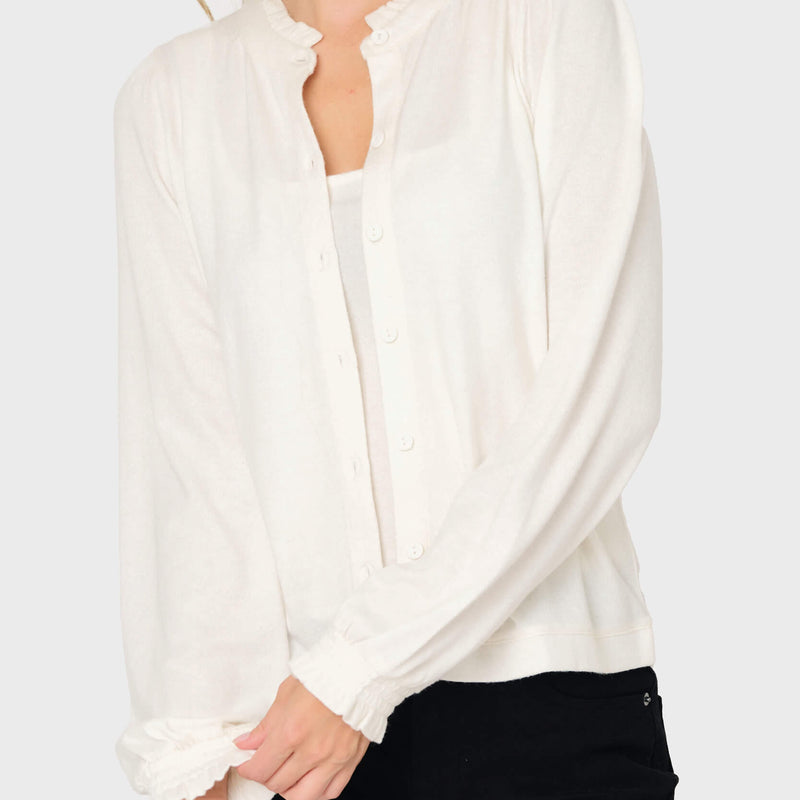 Feminine Mock Neck Luxe Cardigan