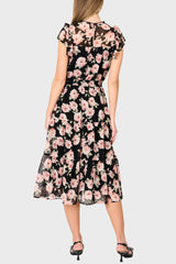 Sweetheart Pin Dot Flutter Sleeve Dress