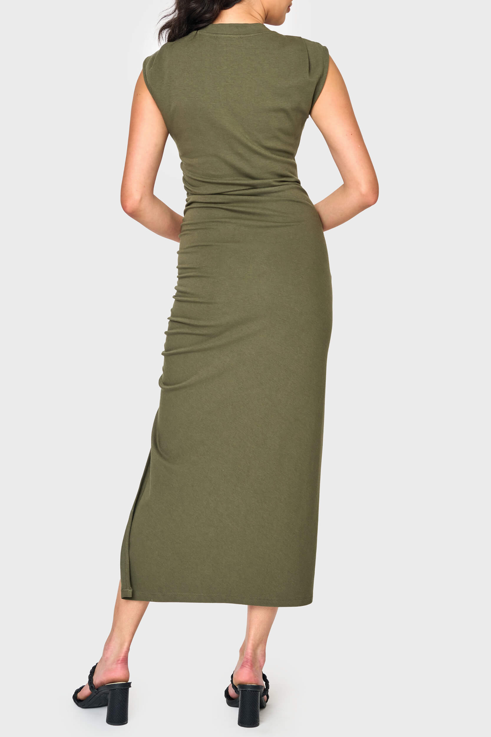 Soft Ponte V-Neck Side Cinch Maxi Dress Black / M | Gibsonlook Soft Ponte V-Neck Side Cinch Maxi Dress Black / M | Gibsonlook