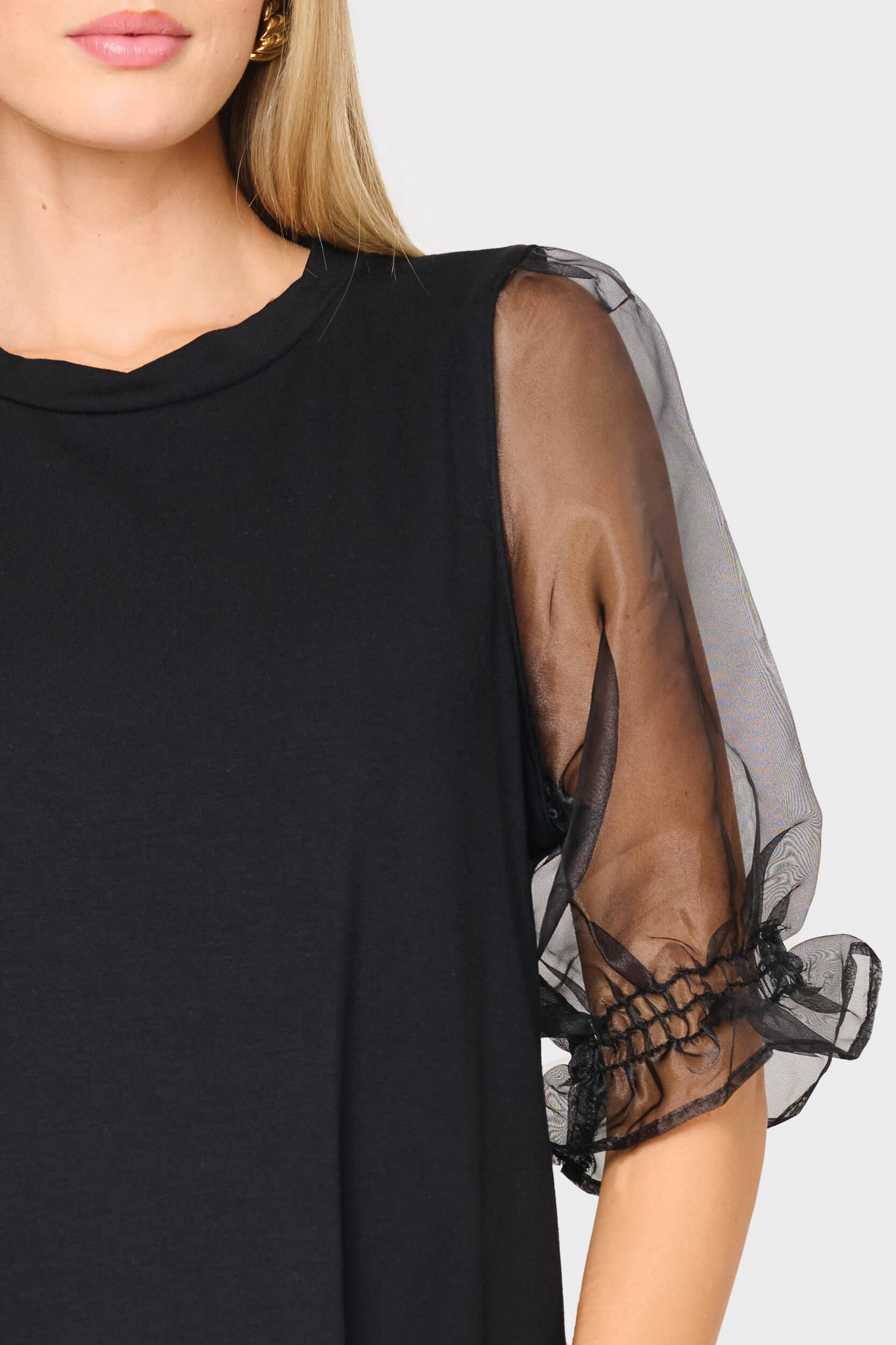 Organza Puff Sleeve Soft Ponte Top – Gibsonlook