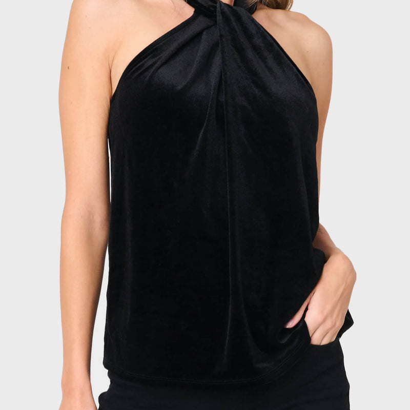 Twist Neck Velvet Halter