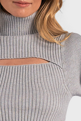 Elan Turtleneck Cut Out Ribbed Sweater
