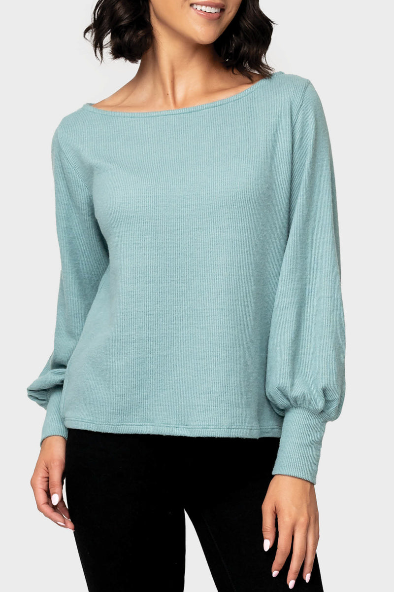 Dolman Sleeve Ribbed Cozy Knit Top
