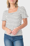 Square Neck Puff Sleeve Striped Top