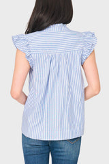 Flutter Sleeve V-Neck Stripe Top
