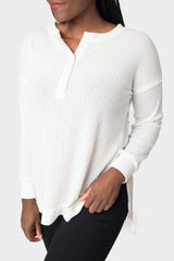 Candace Long Sleeve Thermal Henley Tunic Top