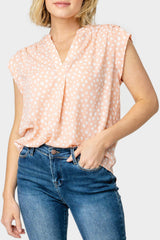 Notch Neck Cap Sleeve Top