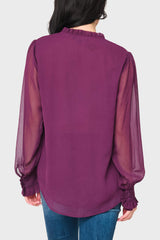 Long Sleeve Crochet Trim Blouse