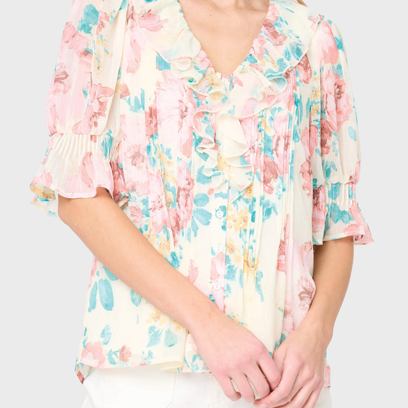 Khloe Ruffle Button Down Blouse
