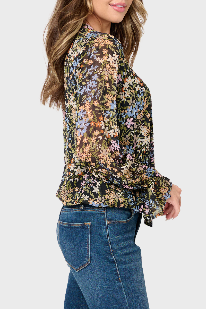 Bobi - Surplice Sleevless Pleat Blouse Papyrus
