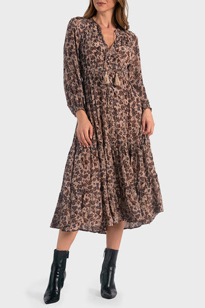 Blouson Sleeve Midi Dress