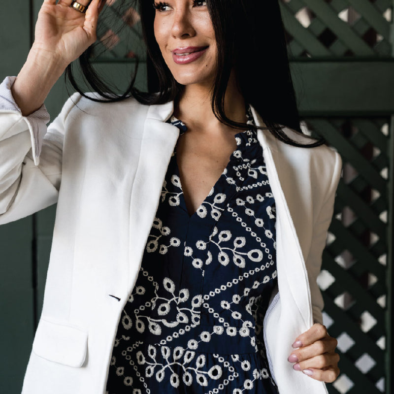 Notch Collar Blazer in White