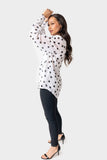 Long Sleeve Chiffon Blouse with Smocked Open Neck