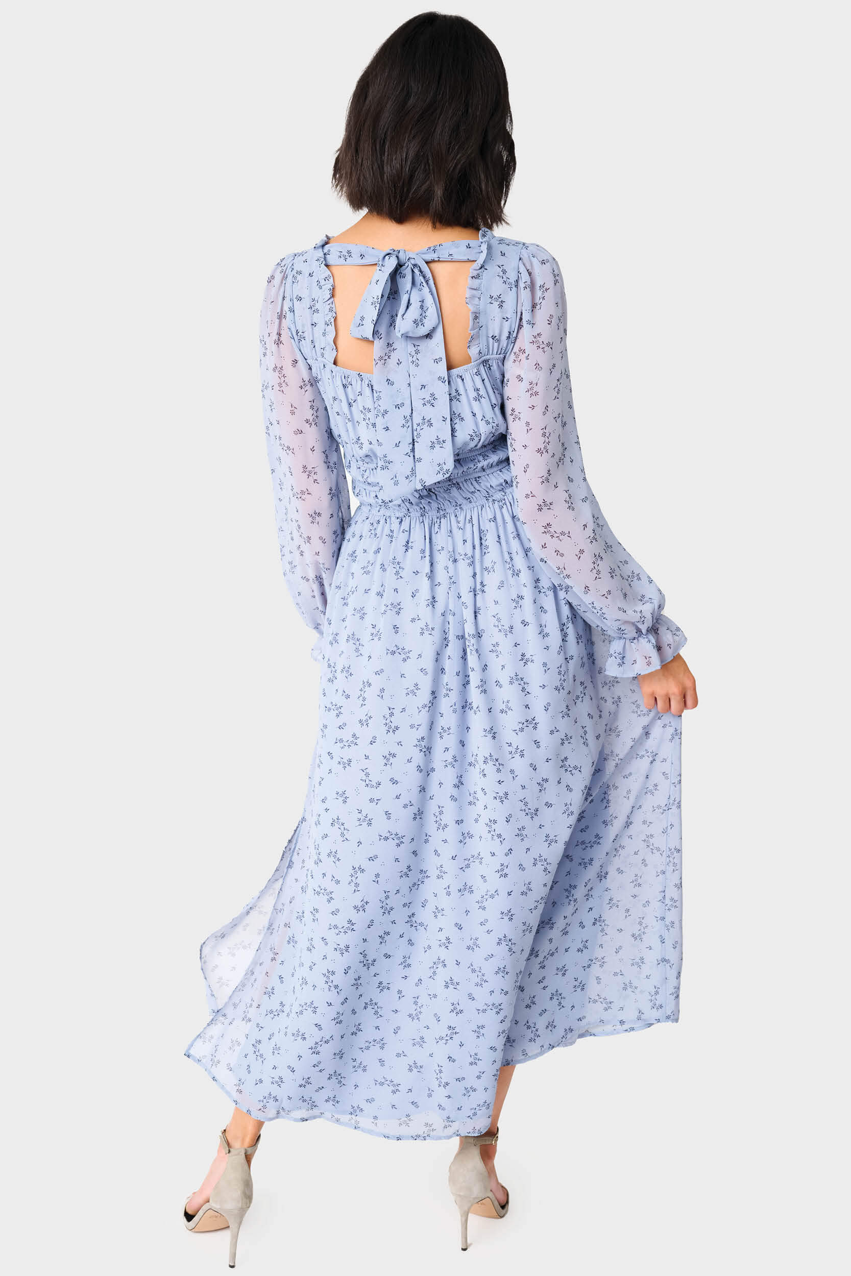 Long Sleeve Square Neck Shirred Maxi Dress – Gibsonlook