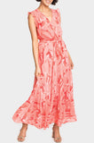 Lindsey Flutter Sleeve Flowy Wrap Maxi Dress