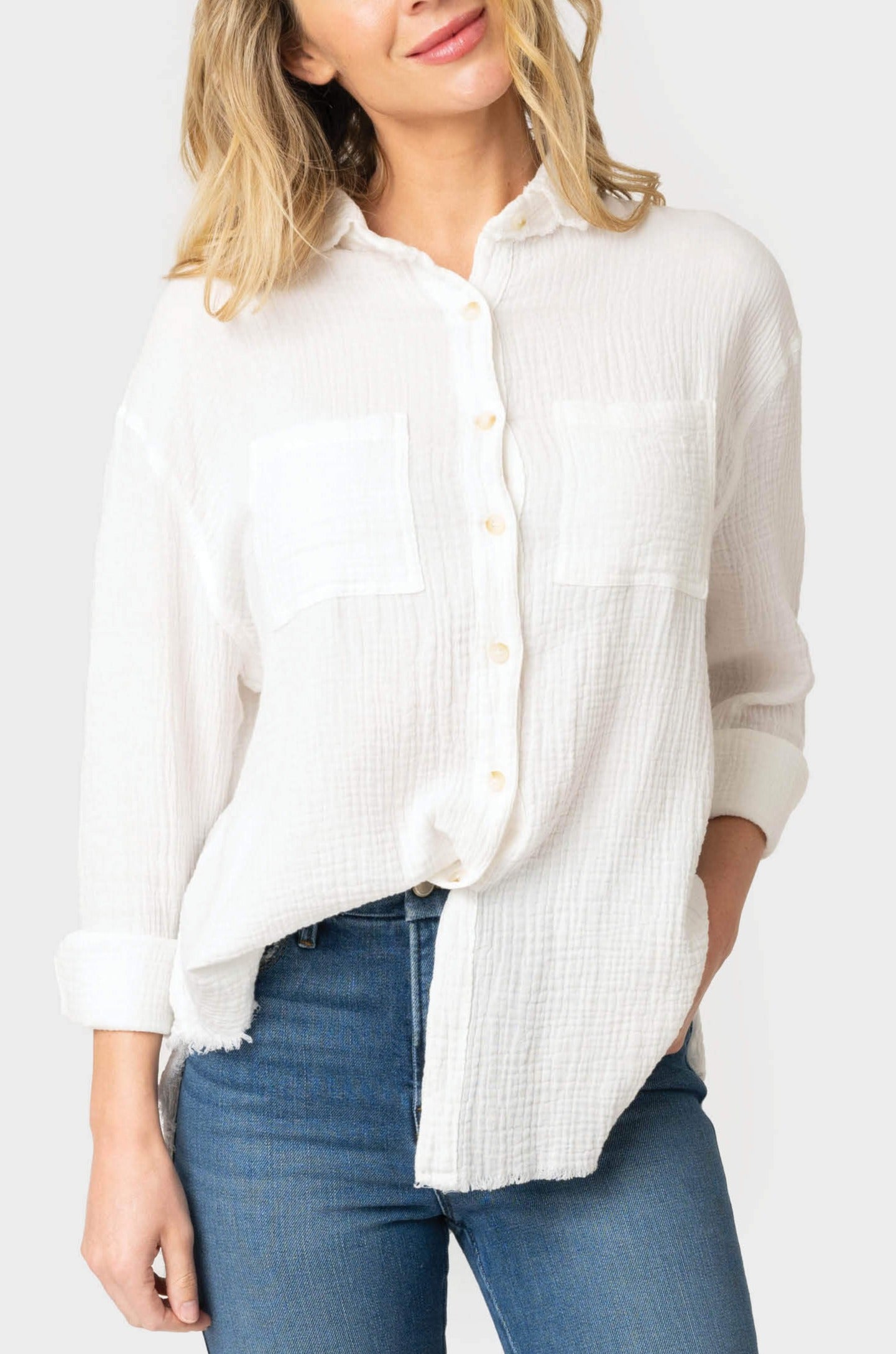 Beachside Gauze Button Front Shirt Gibsonlook