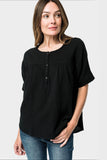 Cotton Gauze Henley Top