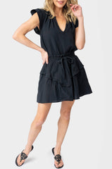 Woman wearing Black Seaside Smocked Waistband Gauze Skirt