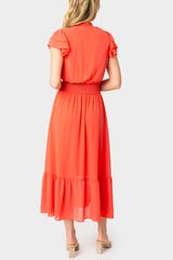 Romantic Feminine Flutter Sleeve Maxi Dress