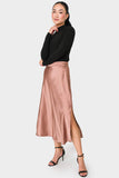 Whitney Satin Midi Skirt with Side Slit