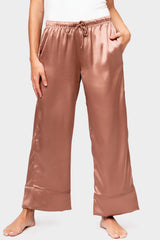 Front of Woman wearing GIGI Luxe Lounge Silky Sleep Pant in Rosewood