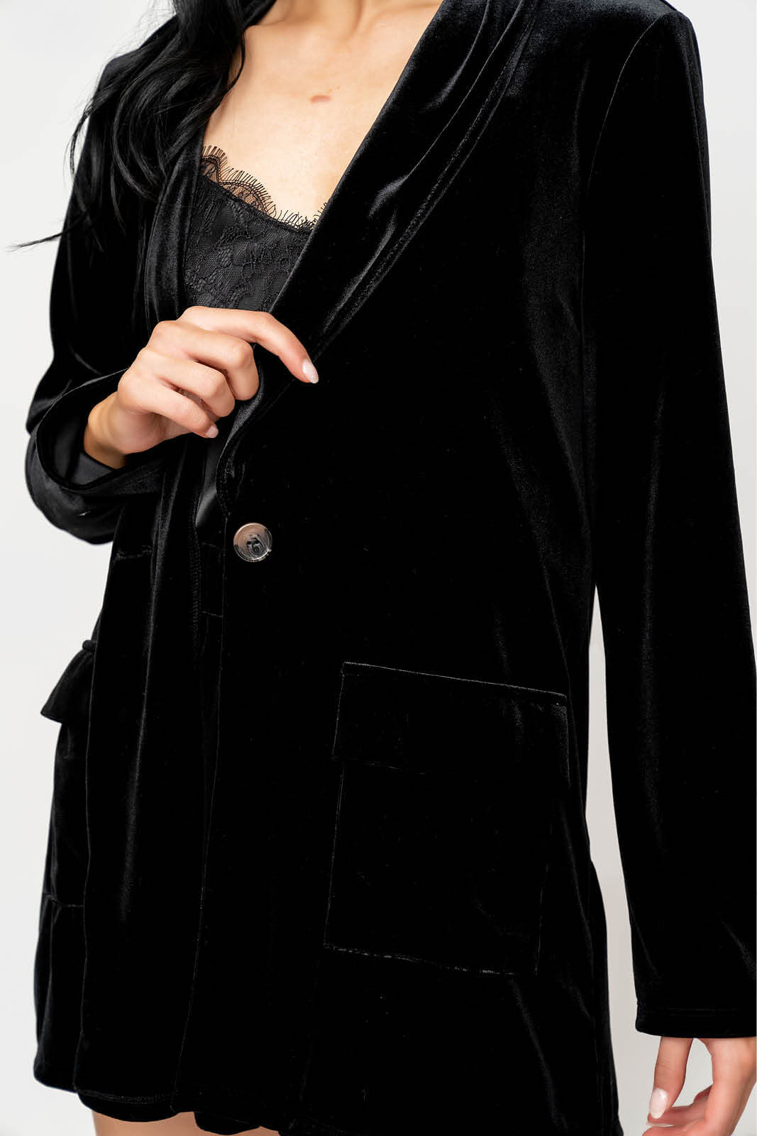 Jennifer Long Line Velvet Blazer