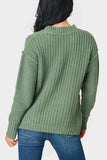 Back of Woman wearing Long Sleeve Pullover Scallop Stitch Sweater in Sage
