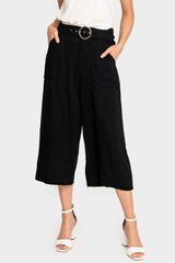 Belted Linen Cropped Trouser