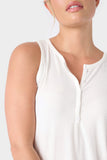 Close-up of Woman wearing White Marina Time Ribbed Henley Tank