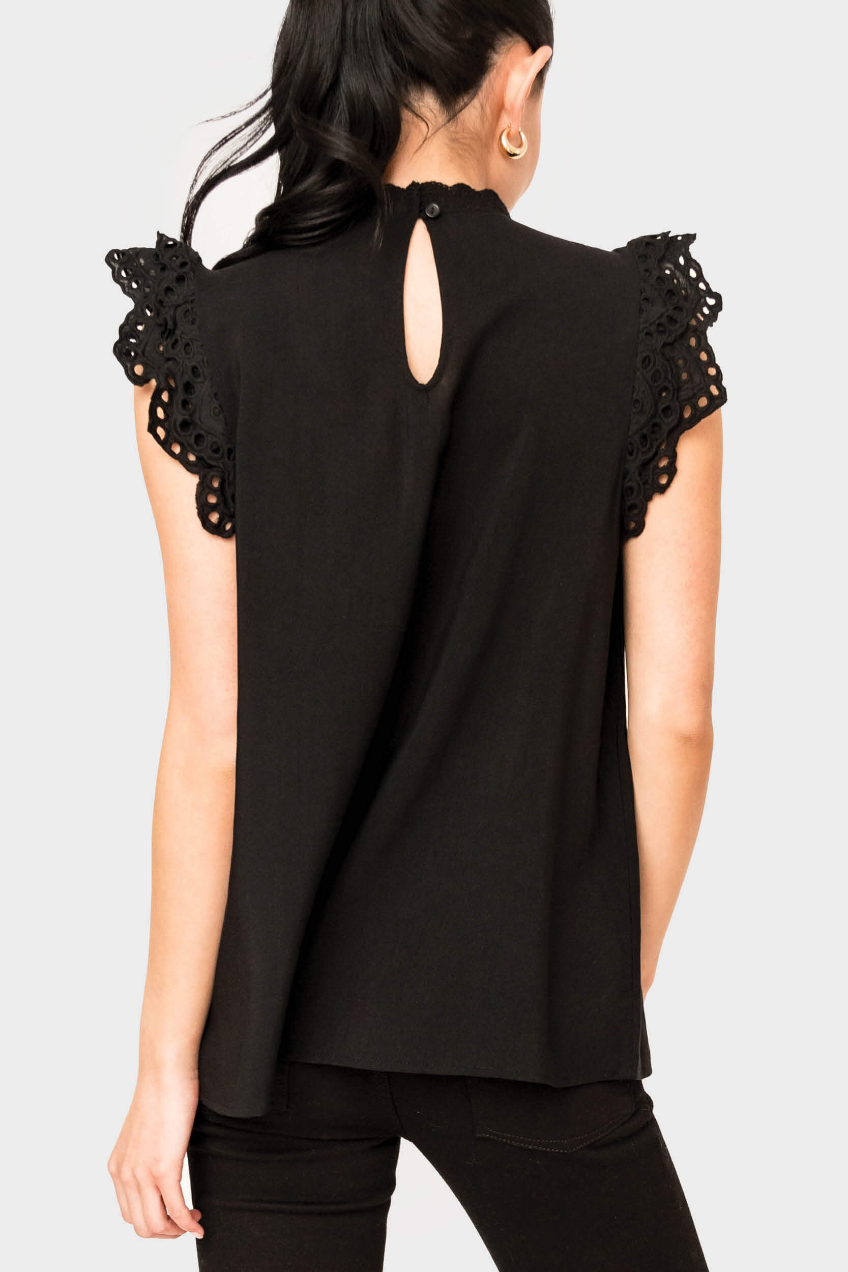 Eyelet Trim Woven Top