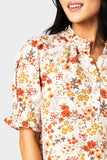 Dianthus Henley Puff Sleeve Blouse