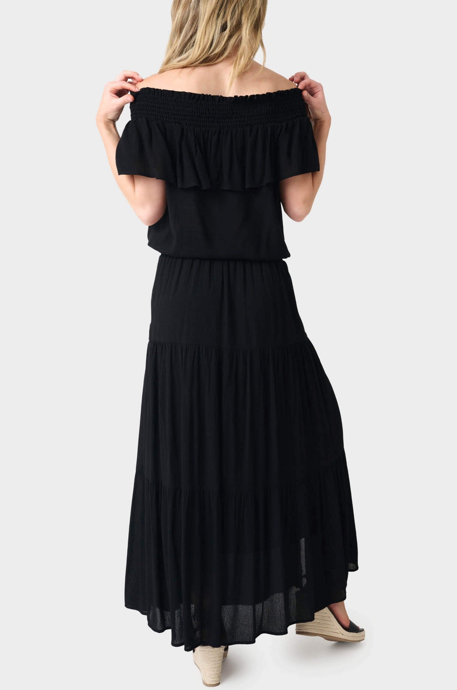 Tiered Maxi Skirt With Offset Front Slit – Gibsonlook