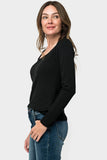 Juliette Square Neck Long Puff Sleeve Ribbed Tee