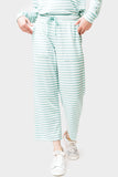 Front of Woman wearing Serene Mornings Wide Leg Crop Pant in Mimosa Stripe