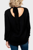 Blouson Sleeve Ribbed Cozy Knit Tie Back Top