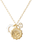 Tai Cancer Zodiac Coin Necklace with Opal Moon Charm