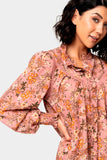 Long Sleeve Crochet Trim Blouse with Ruffle